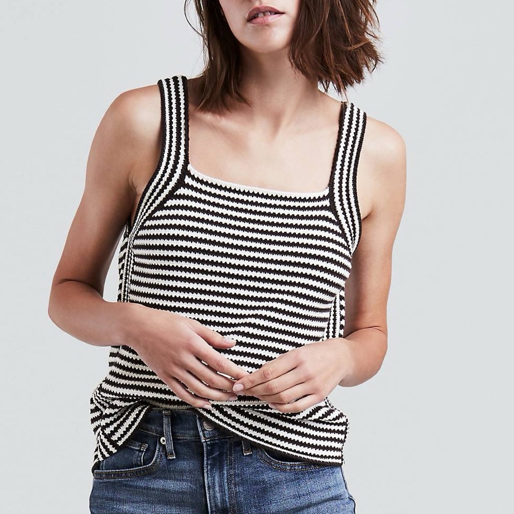 Levi's Black and White Striped Tank Top
